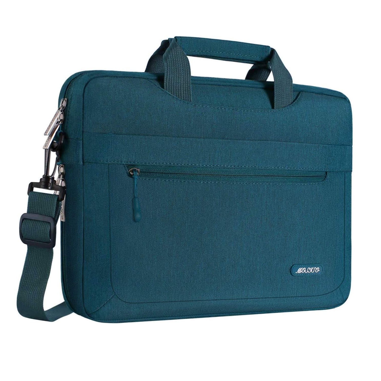 MOSISO Laptop Shoulder Bag Compatible with 17-17.3 inch MacBook/Dell/HP/Lenovo/Acer/Asus/Samsung/Sony Deep Teal Polyester Messenger Carrying Briefcase Sleeve with Adjustable Depth at Bottom 