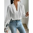 thumbnail image 4 of Work Blouses for Women Long Sleeve Blouses Business Spring Top Womens V Neck Office Shirts White XL, 4 of 10