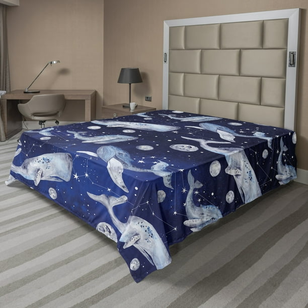 Whale Flat Sheet Fishes And Planets Hovering Amongst Stars In Outer Space Cosmos Illustration Soft Comfortable Top Sheet Decorative Bedding 1 Piece 6 Sizes Navy Purple Grey By Ambesonne Walmart Com Walmart Com