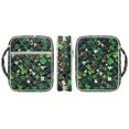 thumbnail image 3 of HELLHERO Ladybug and Daisy Pattern Zipper Pocket Quilted Bible Cover for Church Study Daily Use, Polyester Fabric Bible Cover Case with Handle, 3 of 8