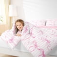 thumbnail image 4 of Erosebridal Dreamy Princess Bow Kids 7 Pieces Bedding Comforter Set,Cute Heart Print Pink Geometric Lines Full Bedding Set,Pink Reversible, 4 of 7