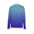 thumbnail image 4 of UTSJKR Christmas Sweatshirts for Women, Faux Fur Trim Casual Loose Long Sleeve Pullover Crewneck Long Sleeve Gradient Pullover Blue XL, 4 of 5