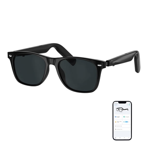 GetD Gafas Inteligentes AI con Asistente ChatGPT, Traducción en Tiempo Real, Lentes de Sol Polarizadas Hombres & Mujer Unisex, Auriculares y Gafas 2 en 1 (Black Frame + Grey Lenses)