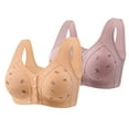 thumbnail image 1 of Kaemgyyd 2 PC Front Button Bra Front Closure Everyday Sports Bras Fashion Print Comfort Wireless Padded Sleep Bra, 1 of 2