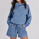 thumbnail image 1 of Conjunto de sudaderas y pantalones cortos de ocio para mujer, conjunto de 2 piezas a juego, traje de chándal, 1 of 8