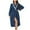 e-942Navy212, variant on Women's Solid Color Sleepwear Coral Velvet Mid Length Nightgown Color Contrast Home Bathrobe Coat Boho Casual O-Neck Loungewear