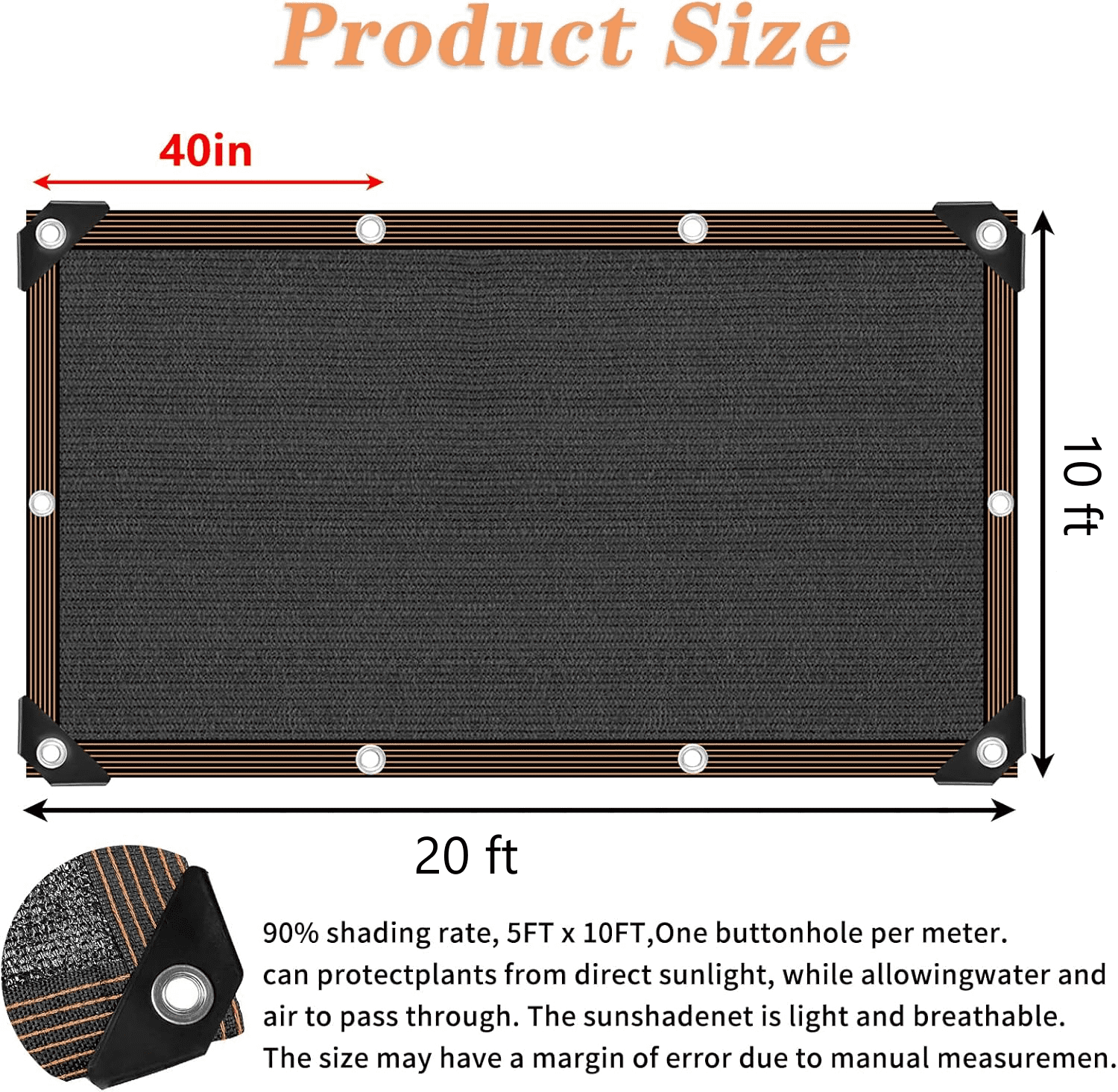 90% Shade Cloth for Garden 10x20FT Shade Cloth with Grommets,Shade Tarp for Plants,Shade Tarps for Outdoors,Patio Covers for Shade and Rain,Suitable for Shading Plants,Garage