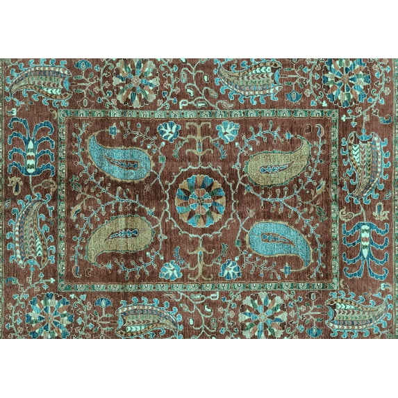 Ahgly Company Indoor Rectangle Abstract Light Blue Modern Area Rugs, 6' x 9'