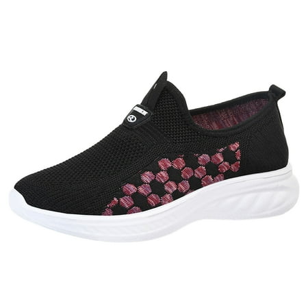 Siilsaa Women S Sneakers Slip On Shoes Ladies Flat Comfy Casual Loafers Trainers Sneakers Black 6.5