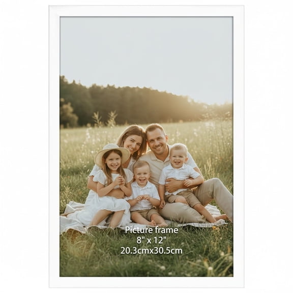 8x12 Picture Frame, White 8 by 12 Photo Frame for Wall Gallery Display, Single