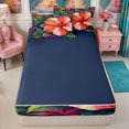 thumbnail image 4 of Manfei Boho Flowers Zipper Twin Comforter Sets with Fitted Sheet and 2 Pillowcases,Hawaiian Tropical Botanical Zipper Bedding Set,Reversible, 4 of 7