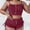 Wine, variant on Naittoop Womens 2 Piece Set Ribbed Cami Top with Adjustable Straps and Drawstring Ruffle Shorts Cozy Casual Streetwear Daily Outfit