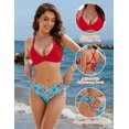thumbnail image 3 of Women's Bikini Set Two Piece Swimsuit Triangle Top String Mid Rise Bottom Cheeky Bathing Suit, 3 of 15