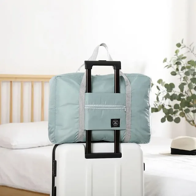 Sac de Voyage Multifonction Pliable Sac de Voyage à une Épaule Bagage à Main Sac de Bagage Grande Capacité Rangement de Bagages Imperméable Bleu Clair