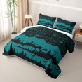thumbnail image 3 of Erosebridal Spooky Castle Twin Quilt Set, Halloween Spider Web Twin Coverlet Set for Boys Girls, Teal Black, 2-Piece 1 Bedspread and 1 Pillowcase, 3 of 7