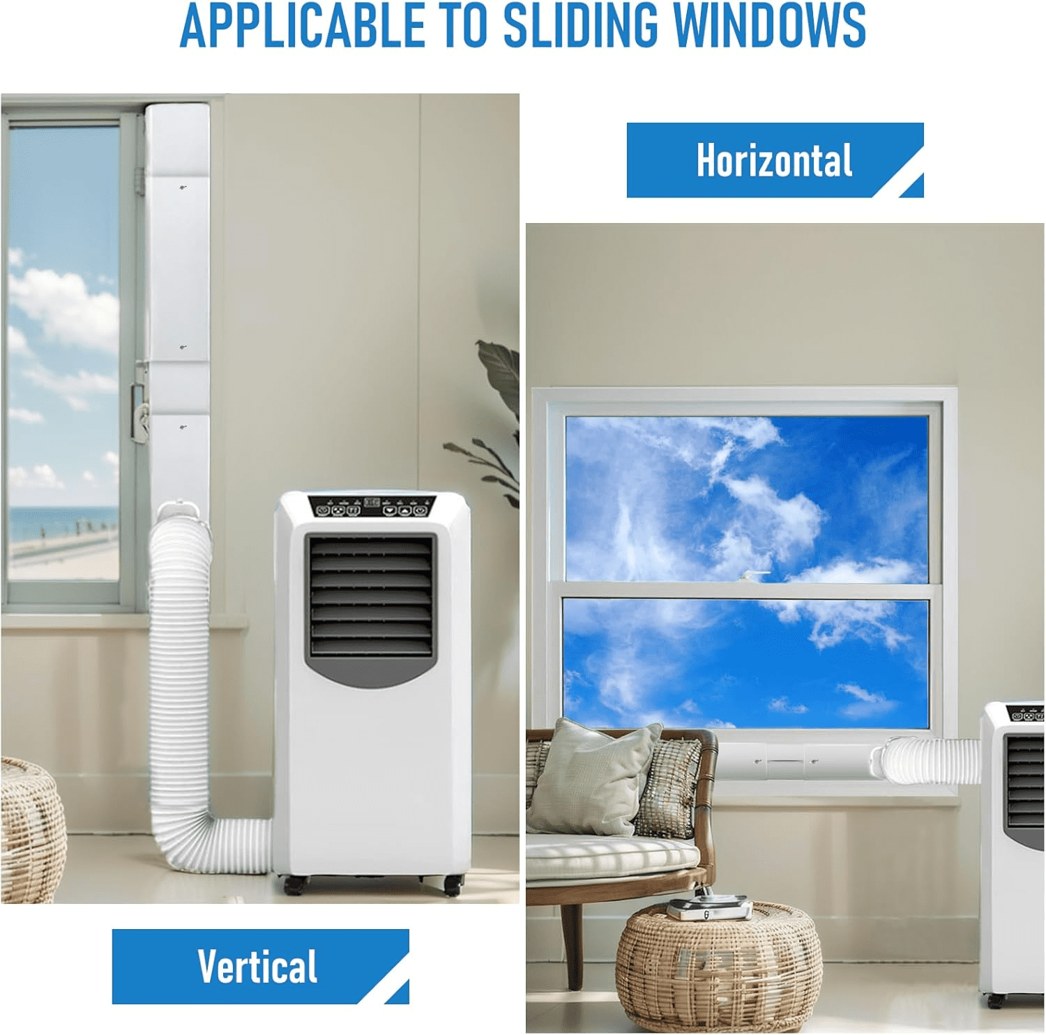 Ninonly Portable Air Conditioner Window Vent Kit with 5.9" Exhaust Hose, Portable AC Seal Kit for Sliding Window with 4 Plates, Universal Coupler Fits 5.9 & 5.1 Inch Diameter Exhaust Hose