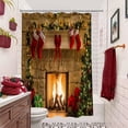 thumbnail image 2 of Extra Long Shower Curtain Christmas, Red Christmas Fabric Shower Curtain 84 inches Length Winter Holiday Tall Shower Curtain with Xmas Fireplace Trees & Gifts Pattern, 2 of 6