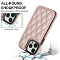 thumbnail image 7 of ELEHOLD for iPhone 16 Pro Wallet Case, RFID Blocking Card Holders Luxury Argyle Pattern Leather Case Kickstand Magnetic Button Slim Lightweight Shockproof Purse Case,Rosegold, 7 of 7