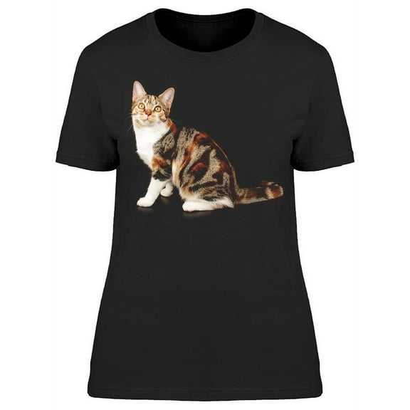 Short-hair Cat Looks Up T-Shirt Women -Image by Shutterstock, Female Small