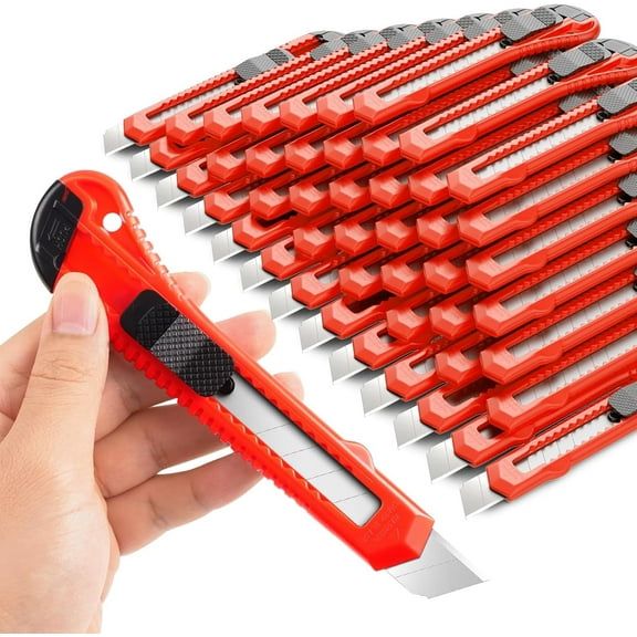 DIYSELF 30 Pack Utility Knife Retractable,18mm Box Knife, Box Cutter Retractable