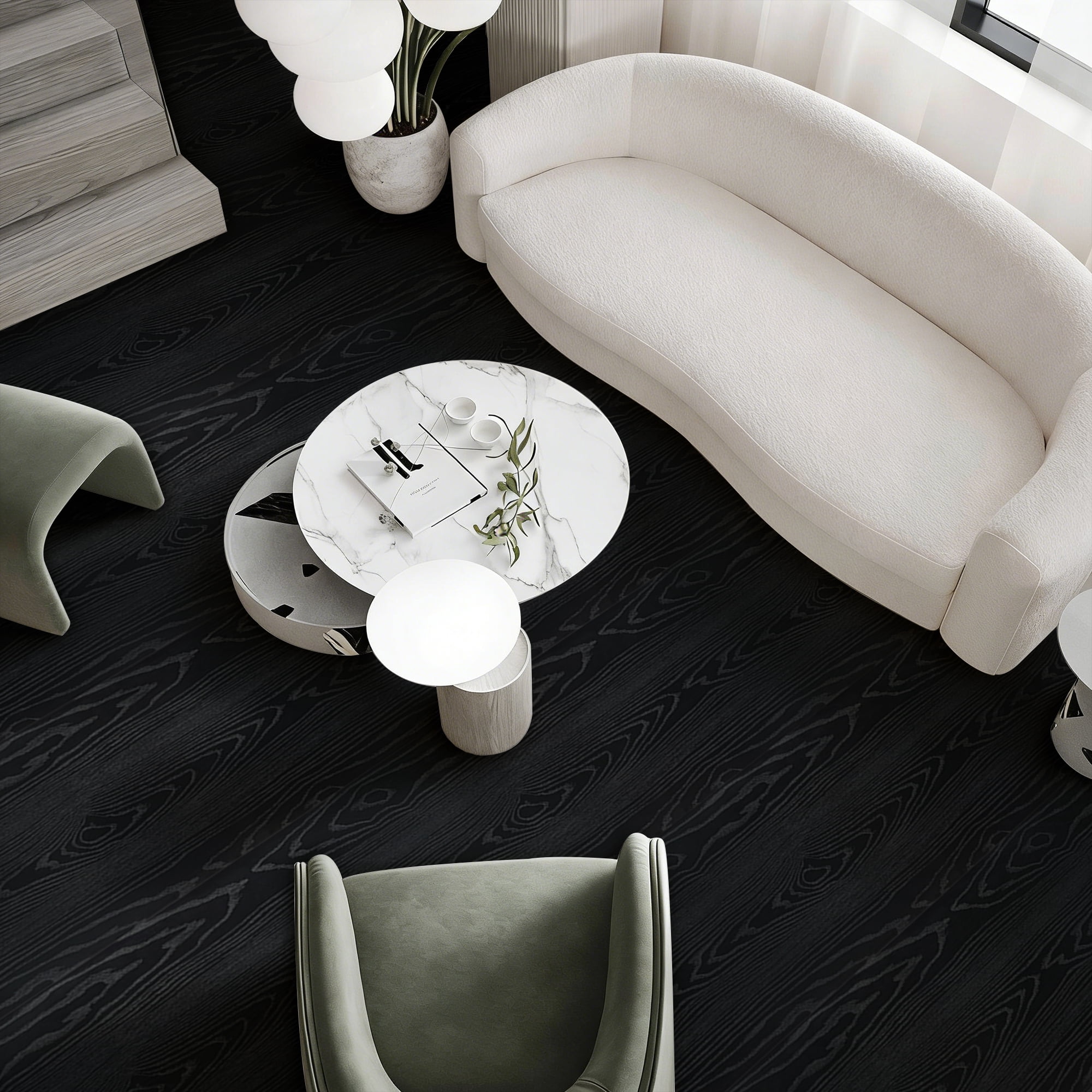 Abyssaly Vinyl Peel and Stick Flooring tile 15.7" x 236", Covering Area 25.8 Sq.ft, Self-Adhesive Floor Tile Black Wood-Look for Home Decoration