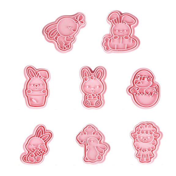 Set of 8 Easter Cookie Molds Cookie Stamps Baking Pastry Press Handmade Biscuit Gadgets