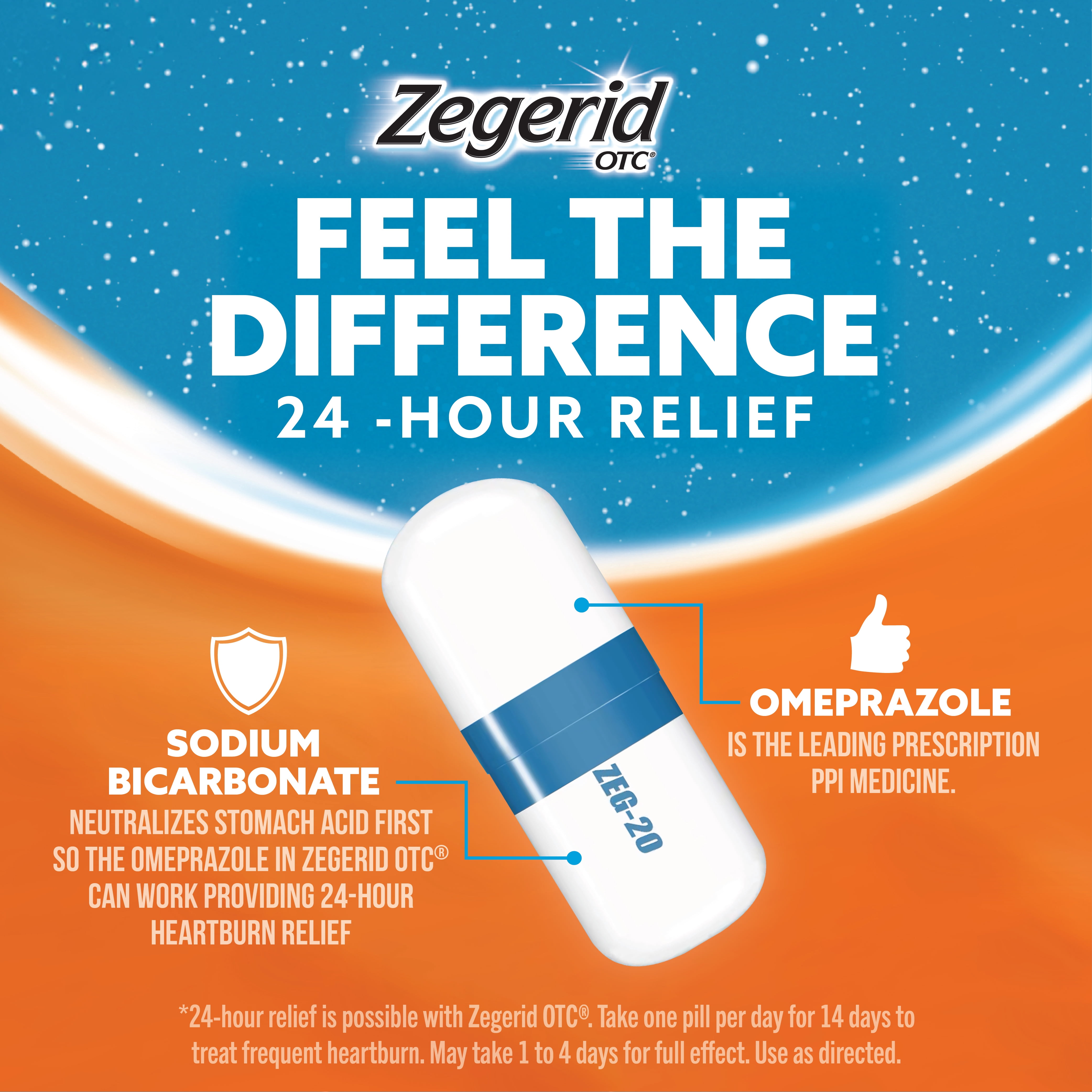 Zegerid Omeprazole Sodium Bicarbonate Heartburn Relief 24-Hour 14 Count