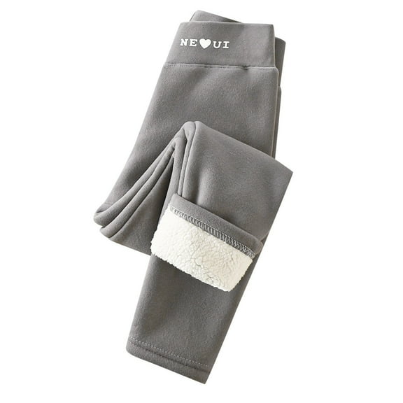 Zshosam Girls Fleece Lined Tights Baby Fleece Lined Winter Leggings Toddler Infant Footie Basic Full Length Stretchy Thermal Fall Solid Size 6T 7T,(Grey 6-7 Years)