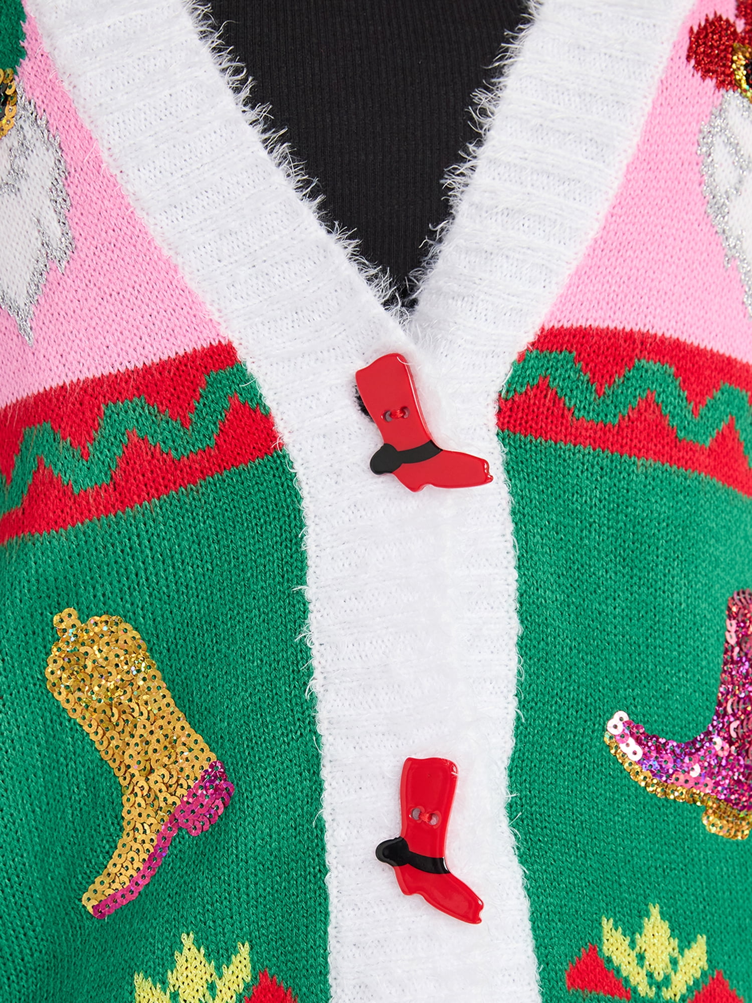 Women's Embellished Button Front Christmas Cardigan from Holiday Time, Sizes XS-XXXL