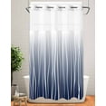 thumbnail image 2 of No Hook Shower Curtains, Blue White Small Shower Curtains with Snap in Liner, Ombre Gradient Striped Minimalist Texture Waterproof Washable Fabric Bathroom Shower Curtain Sets, 36" x 72", 2 of 7