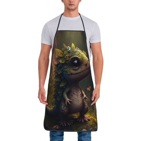 Naloa 1Pack Adjustable Bib Apron Waterdrop Resistant Cooking Kitchen Aprons for Women Men Chef Cute Leaf Animal Print