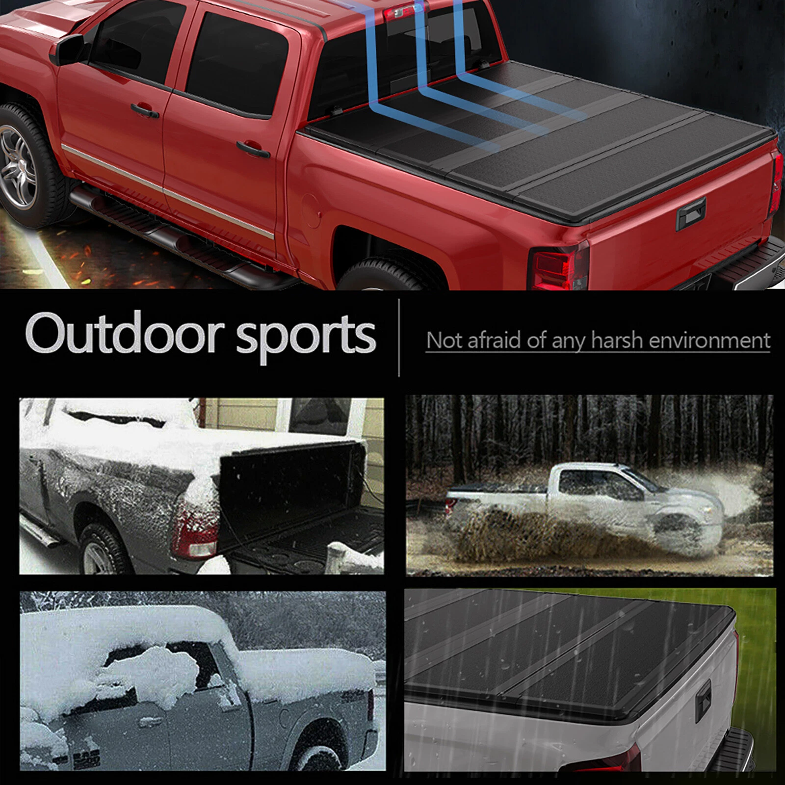MOSTPLUS FRP 6.5FT 4-Fold Hard Truck Tonneau Cover for 2004-2026 Dodge Ram 1500 2500 3500 Truck Bed On Top Quad Fold