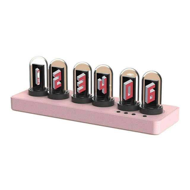 stanreset Horloge à Tube Nixie Écran IPS Réveil de Bureau pour la Maison et le Bureau Alliage d'Aluminium RVB Horloge à Tube Nixie B