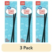 (3 pack) Great Value Disposable Plastic Coffee Stirrers, Black, 250 Count