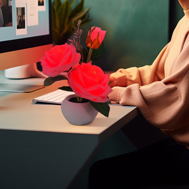 Zxsyw Luminous Rose Artificial Rose Lamp Led Table Lamp Bedroom