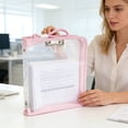 thumbnail image 6 of Oggfader Back to School Clear Zipper File Folder, Waterproof Transparent Document Organizer Bag with Handle for School Papers, Exams, Office Supplies, Pink, 6 of 6