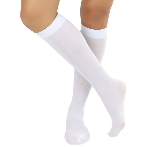 ToBeInStyle Women's Nylon Knee High Opaque Socks - White