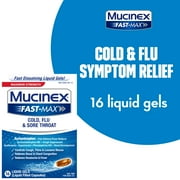 Mucinex Fast Max, Cold and Flu Medicine, Sore Throat Pain Relief, 16 Liquid Gels