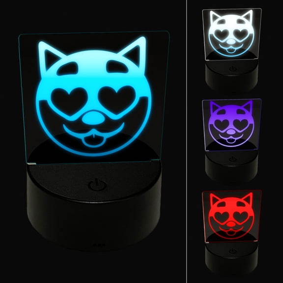Husky Dog Face Love Heart Eyes LED Night Light Sign 3D Illusion Desk Nightstand Lamp