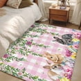 thumbnail image 4 of Hallway Runner Rugs 2.7x5 Ft, Spring Easter Non Slip Area Rugs for Kitchen Bedroom Entryway, Watercolor Floral Eggs Rabbits Leaf Pink Plaid Washable Carpet Runner Rug Floor Mats for Bedroom, 4 of 8