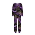 thumbnail image 4 of HTHLVMD Family Matching Sleep Set, Halloween Loungewear, Long Sleeve Home Pjs, Halloween Purple Gold Bat Spider Web Family Matching Pajamas Set, Long Sleeve Crew Neck 2pcs Holiday Loungewear, M, 4 of 6