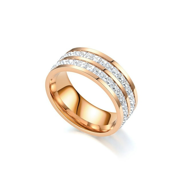 Anillo de mujer, adornos de joyería, decoración de mano, hermosos anillos románticos brillantes para mujer, accesorio de moda, decoración de Ropa, zapatos y accesorios Miscelánea Oro rosa/2 capas Minnieouse AP015313-06