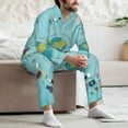 thumbnail image 5 of Wukai Travelling on Airplane Men's Long-Sleeve Pajama Set - Comfortable Sleepwear with Button-Down Shirt and Pants-XX-Large, 5 of 6