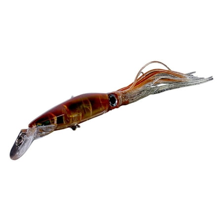 Ettsollp Squid Swimbait Large Simulation Squid Fishing Lure Bait with Treble Hook Realistic Looking Bright Color Octopus Skirt Hard Bait Fishing Supplies