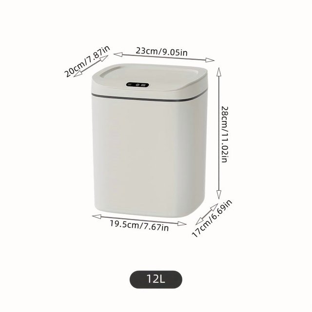 Cubo de Basura Inteligente con Sensor, Cierre Silencioso - Control de Olores, Múltiples Capacidades (12.0 L/14.01 L/16.01 L) para Cocina, Baño, Sala, Oficina - Funciona con Pilas (AA),
