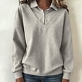 thumbnail image 6 of Ohufall Oversized Two-In-One Sweater for Women, Deep V Neck Built-In Collar Casual Layering Top, 6 of 6