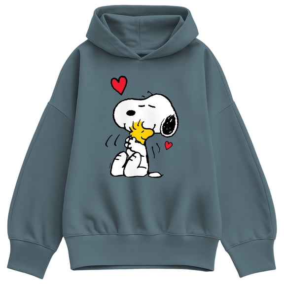 Peanuts - Snoopy Woodstock Heart - Women's Oversized Fleece Hoodie Sweatshirt
