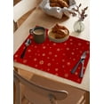 thumbnail image 3 of Placemats Set of 6, Christmas Red Woven Placemat, Linen Place Mats for Kitchen/Dining Tables, Winter Snowflakes Xmas Retro Washable Table Mats for Party, 3 of 8