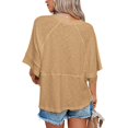 thumbnail image 2 of Summer Oversize Women Solid Color Half Sleeve Loose Shirt Tee Casual Tops, 2 of 4