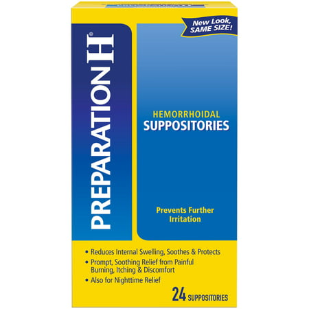 Preparation H Hemorrhoid Symptom Treatment Suppositories, Burning, Itching and Discomfort Relief 24 (Best Over The Counter Hemorrhoid Suppository)